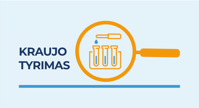 Magnifying glass icon with blood analysis